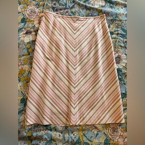 J. Crew A-Line Skirt with Pink and Cream Chevron Stripes